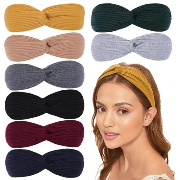 8-Pack Women's Cross-Knotted Elastic Headbands – Soft, Non-Slip, Versatile - Picture 1 of 7